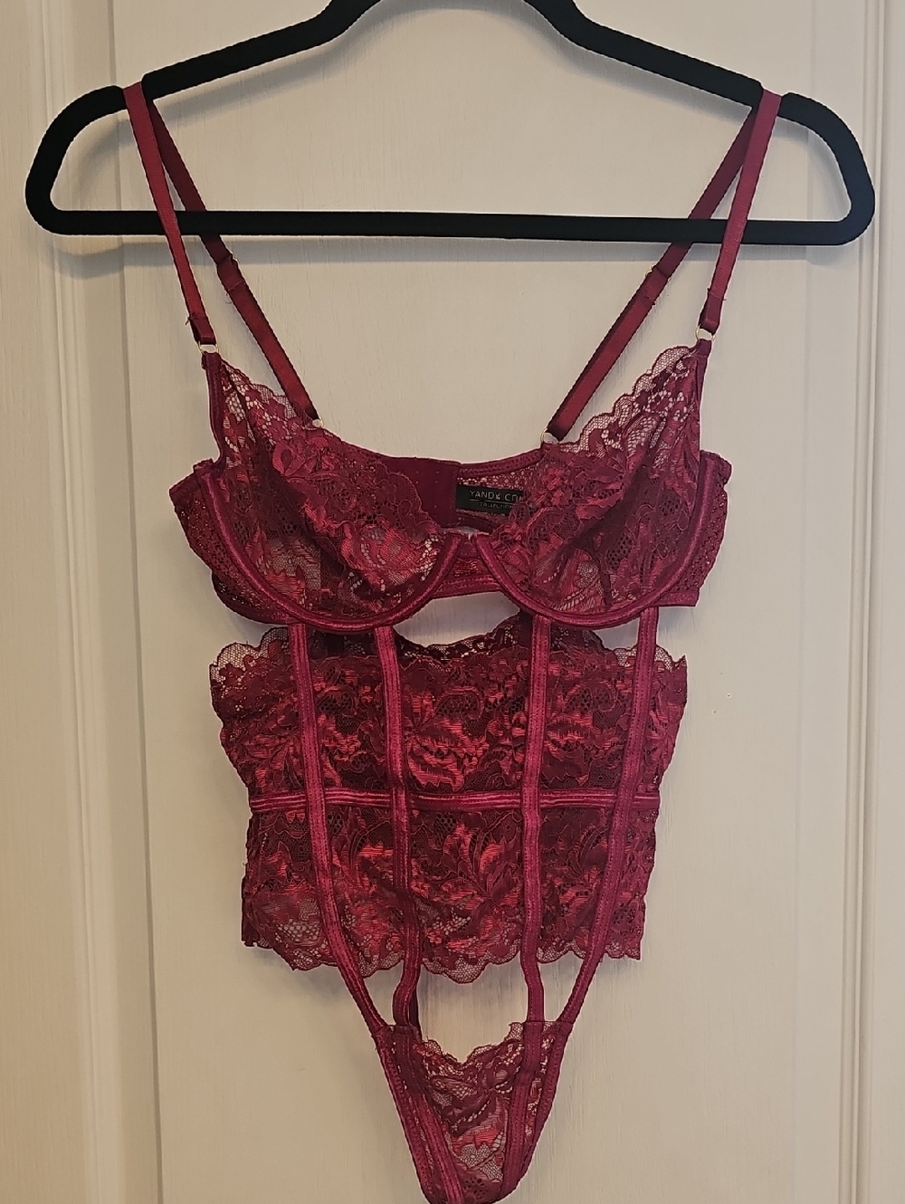 Yandy Wine Red Lace Underwire Bustier Teddy